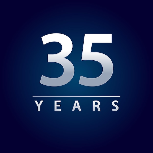 35 years blue and silver gradient for celebration events anniversary