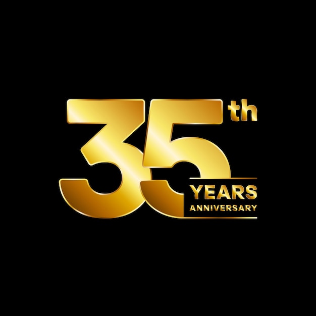 35e verjaardag logo gouden jubileum logo ontwerp logo vector met gouden nummer