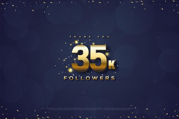 35k followers celebration banner with decorative ornaments above and below the numbers