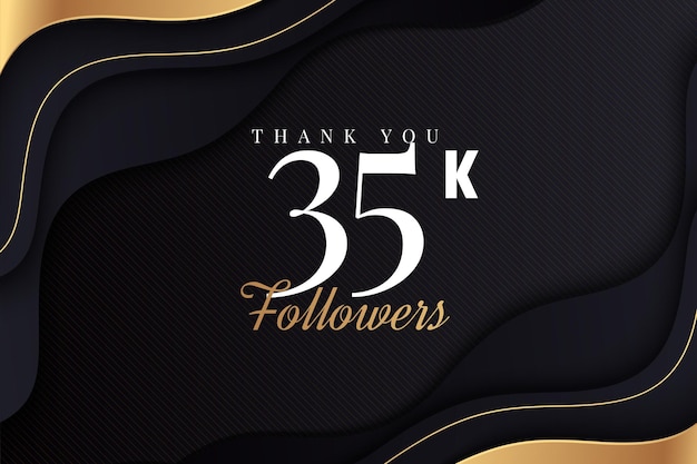 35k followers celebration poster with wavy ornament.