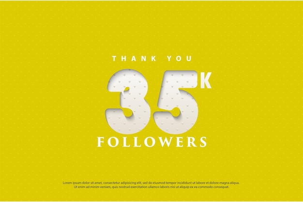 35k followers celebration with dotted number texture.