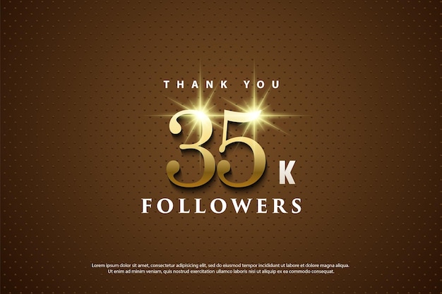 35k followers celebration with shiny light effect over numbers.