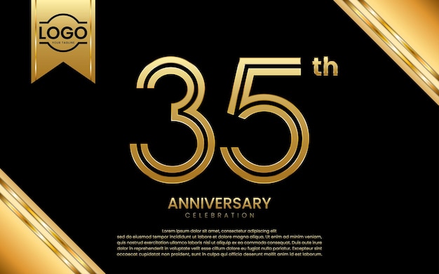 35th Anniversary Celebration Anniversary template design with golden number Vector Template