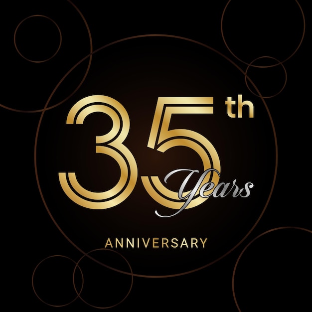 35th Anniversary Celebration with golden text Golden anniversary vector template
