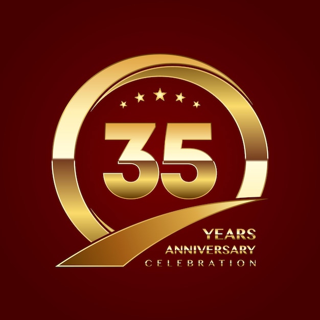 35th anniversary template design with a shiny gold ring style