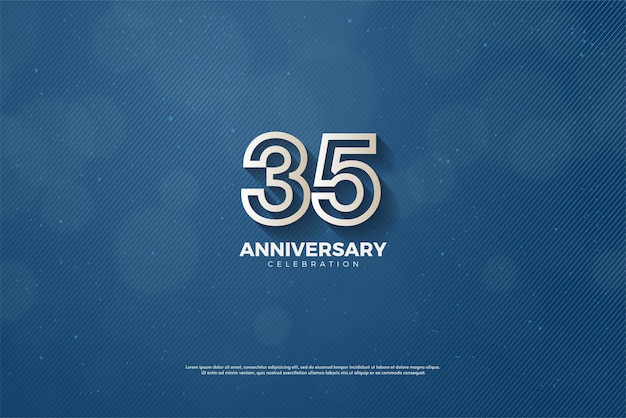 35th anniversary with brown number outline illustration