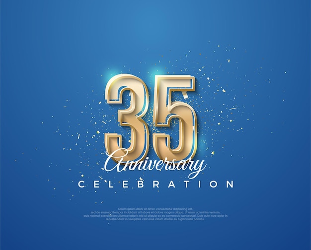 35th anniversary with a luxurious design between gold and blue premium vector for poster banner celebration greeting