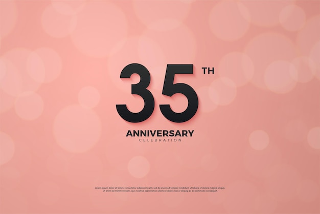 분홍색 배경에 숫자가 있는 35주년