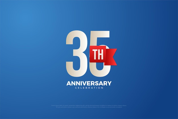 35th  Anniversary with numbers and red ribbon