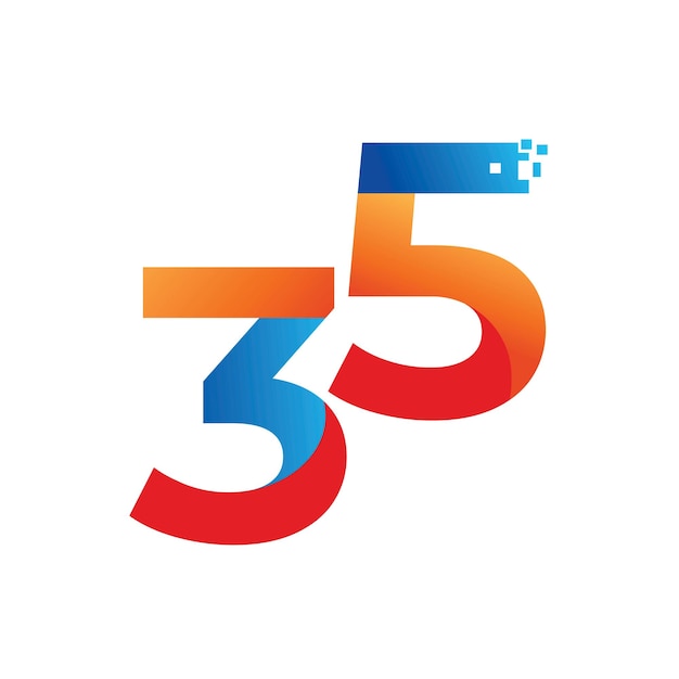 Vettore design del logo per la celebrazione del 35° anniversario