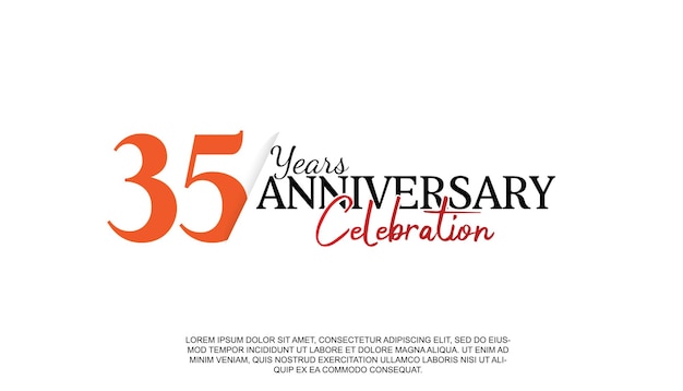 35th years anniversary logotype  number with red and black color for celebration event isolated.