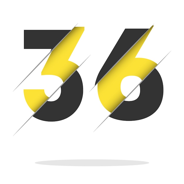 36 3 6 数字のロゴ デザイン クリエイティブなカットとブラック サークルの背景 クリエイティブなロゴ デザイン