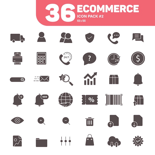 Vector 36 e-commerce iconen pack 2 solid e-commerce iconen vector set