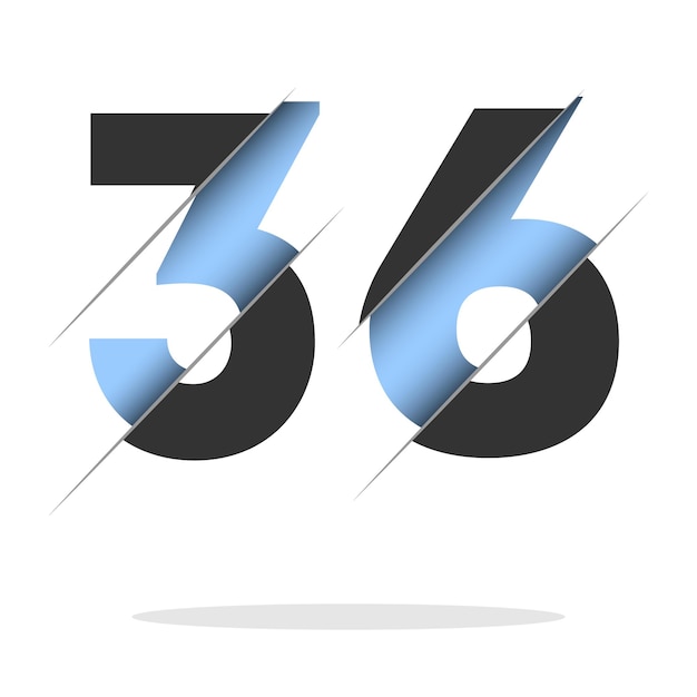 36 숫자, 3d 컷 디자인. 축하 디자인을 위한 아이콘입니다. 벡터 타이포그래피. 창의적인 블랙 디자인.