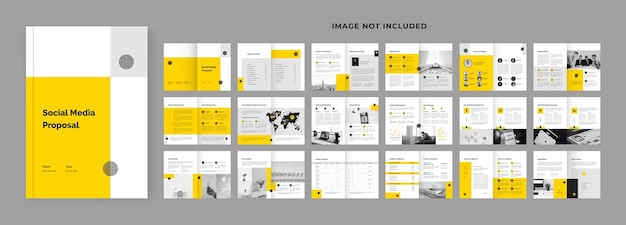 Vettore progettazione di layout di 36 pagine per il modello di proposta di marketing sui social media