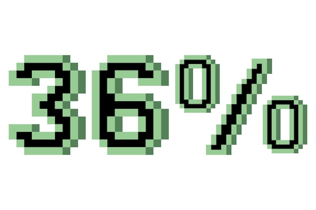 36 procent met pixelart 3D-vectorillustratie