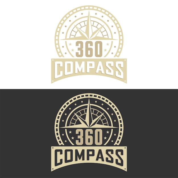 Вектор Дизайн логотипа 360 compass vintage