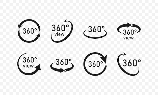 Vector 360 degree view related vector icon set. vector eps 10