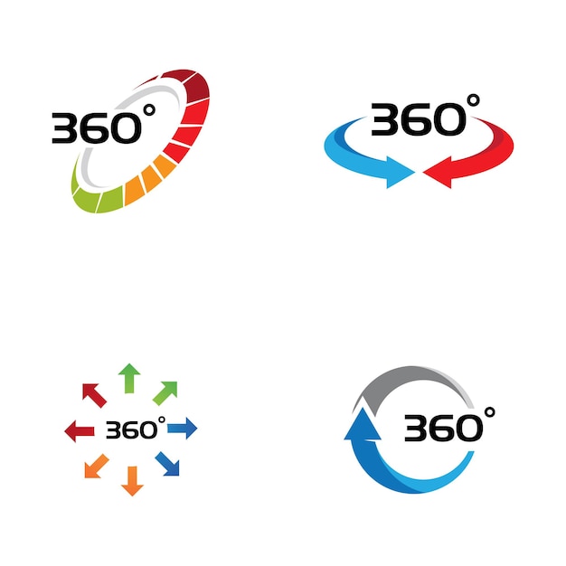 Vector 360 degree view related vector icons design template