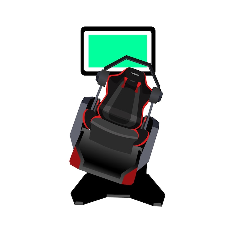 Vector 360 degree virtual reality vr simulator with screen in the background