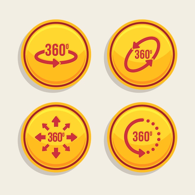 360 degrees buttons icons design