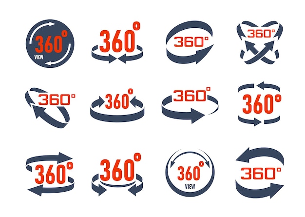 360 graden virtuele camera draaien icon set