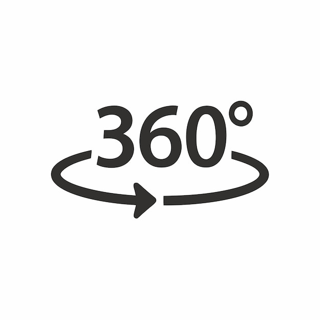 360 아이콘: 고립된 색 배경에 터 일러스트레이션