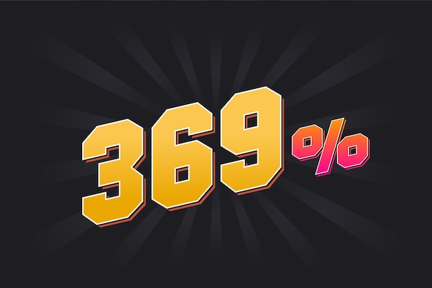 Vector 369 discount banner with dark background and yellow text 369 percent sales promotional design