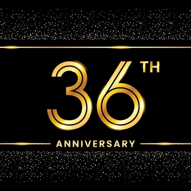 36th Anniversary Gold color template design for Birthday Event Line Art Design Vector Template