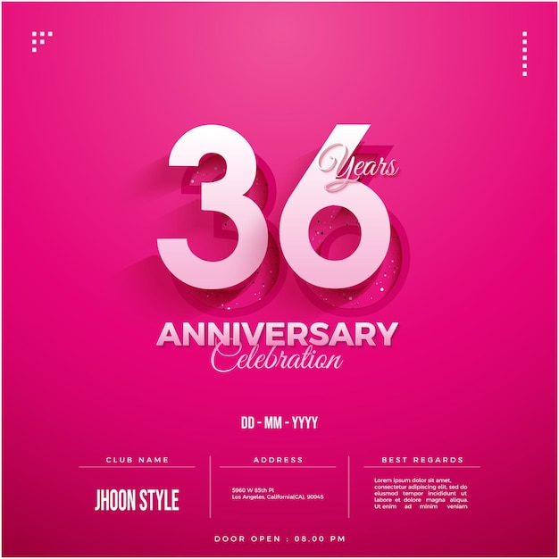 36th anniversary party invitation with lined numbers