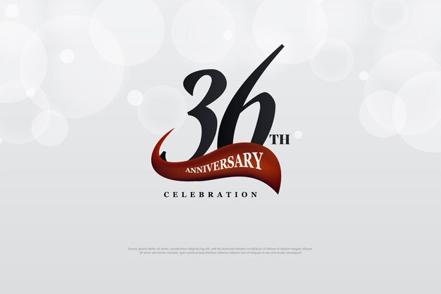 평평한 검은색 숫자가 있는 36주년.
