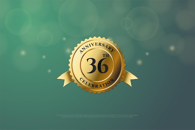 36th anniversary with gold medal shaped paper background.