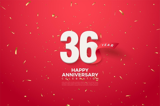 36th anniversary with numbers and red ribbon