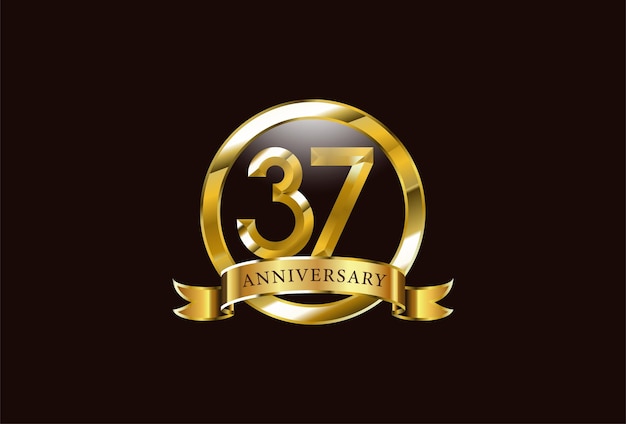 37 year anniversary celebration logo design with golden circle