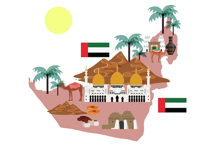 Vector ドバイの地図 コンセプトイラスト