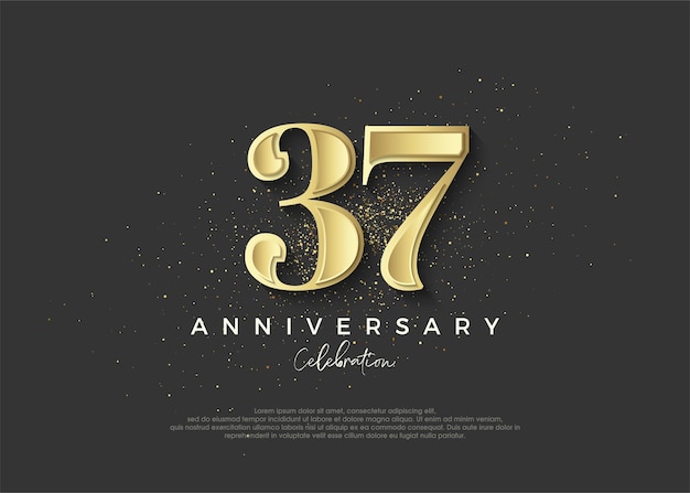 Vector 37e verjaardag gouden premium vector ontwerp om verjaardag te vieren premium vector achtergrond voor begroeting en viering
