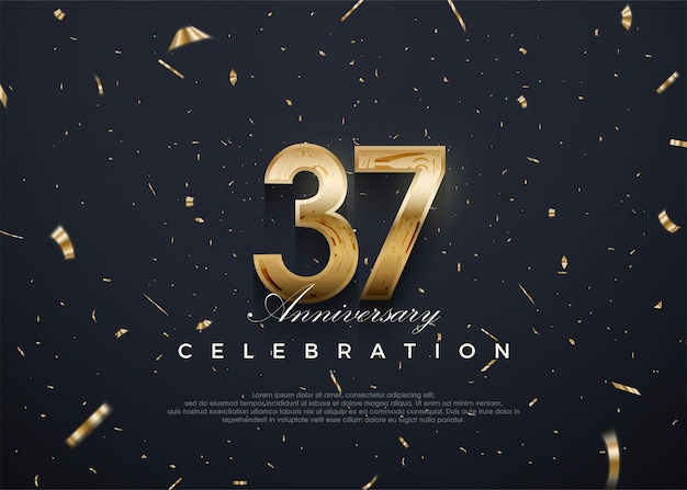 37e verjaardag viering vector 3D-ontwerp met luxe en glanzend goud Premium vector achtergrond voor begroeting en viering