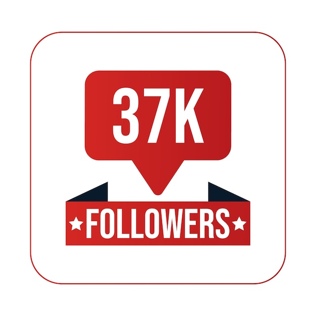 37k followers design template vector illustration