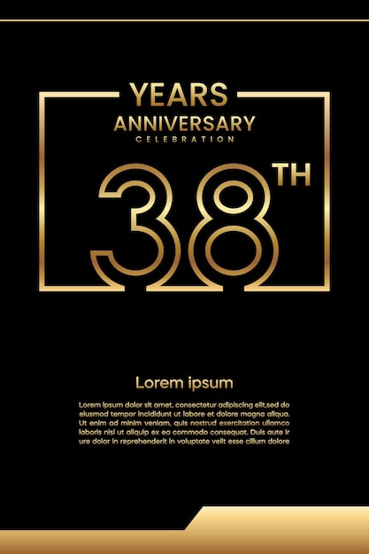 38e verjaardag sjabloonontwerp Line art design Gouden jubileum vector sjabloon