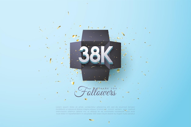 38k followers on black wrapping paper background.