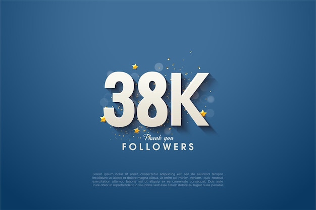 38k followers with celebration star decoration.