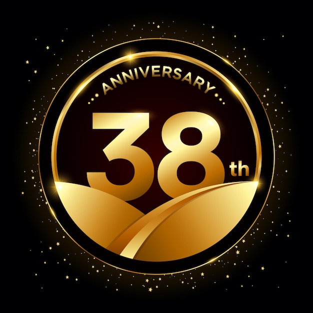 38-я годовщина Золотая годовщина дизайн шаблона логотипа векторная иллюстрация