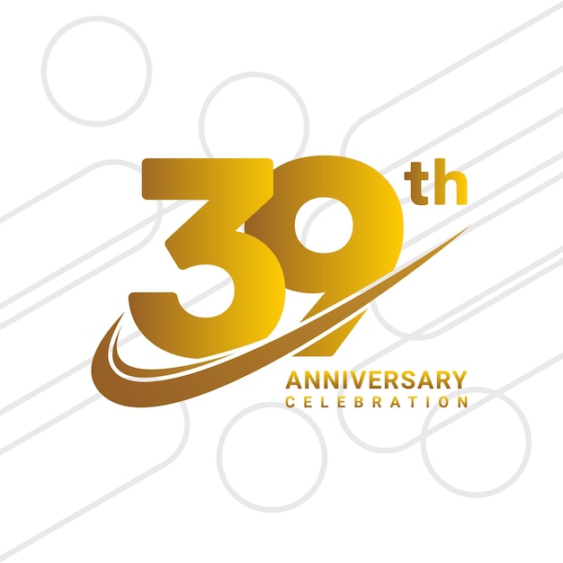 39th anniversary celebration golden anniversary celebration logo type isolated on white background vector illustration