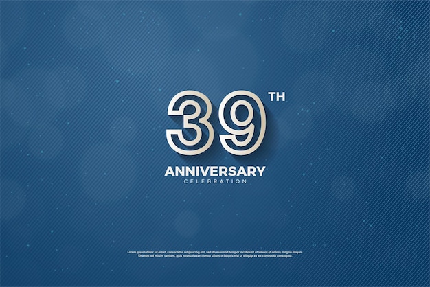 39th anniversary with blue line texture background.