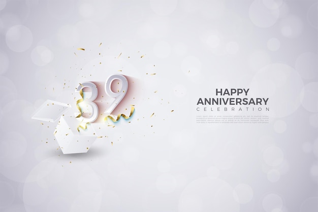 39° anniversario con i numeri che spuntano dalle scatole regalo