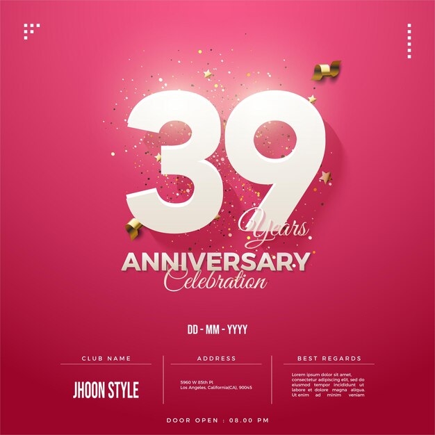 39번째 생일 축하 리본 컷 장식