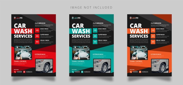 Vector 3color best car wash flyer design