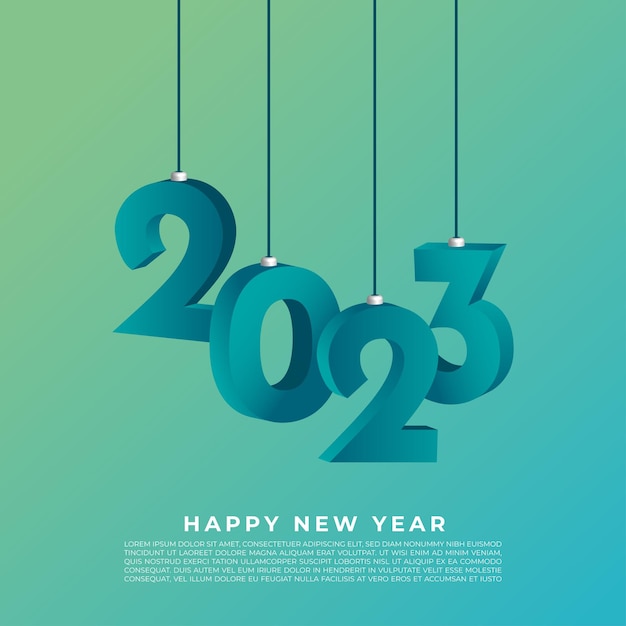 3d 2023 happy new year text effect vector