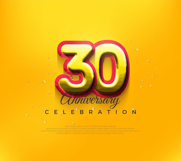 3d 30th anniversary design premium vector design in modern yellow color premium vector background for greeting and celebration