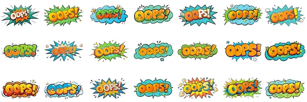 3D 39oops39 text effect in cartoon style